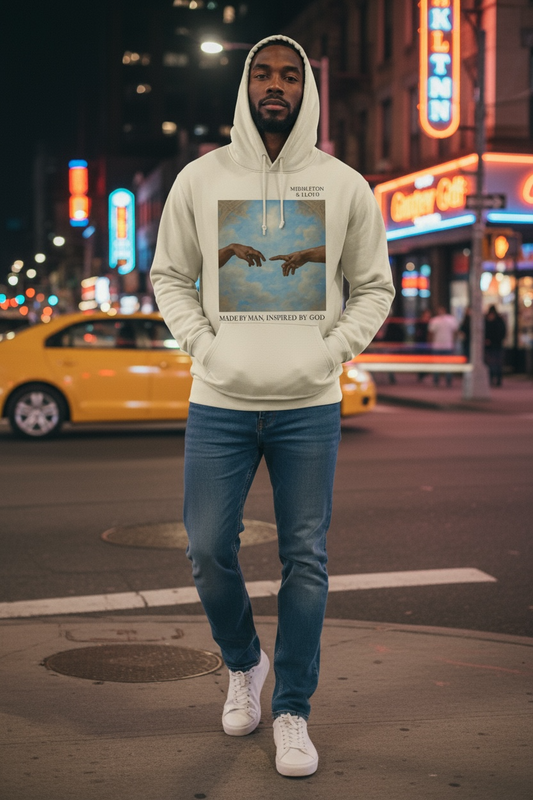 Meet God halfway,heavyweight pullover hoodie